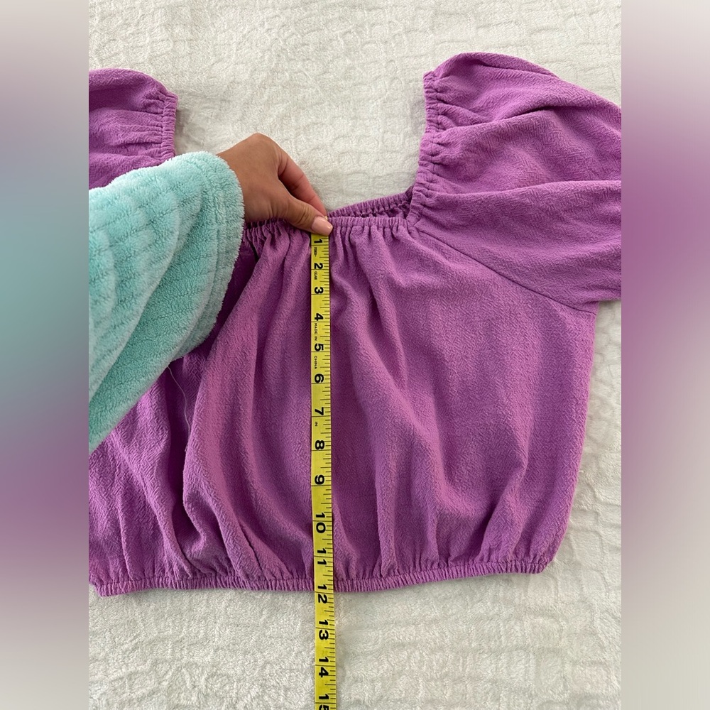 Free People women’s lavender long sleeve elastic crop peasant top size small - Picture 14 of 16
